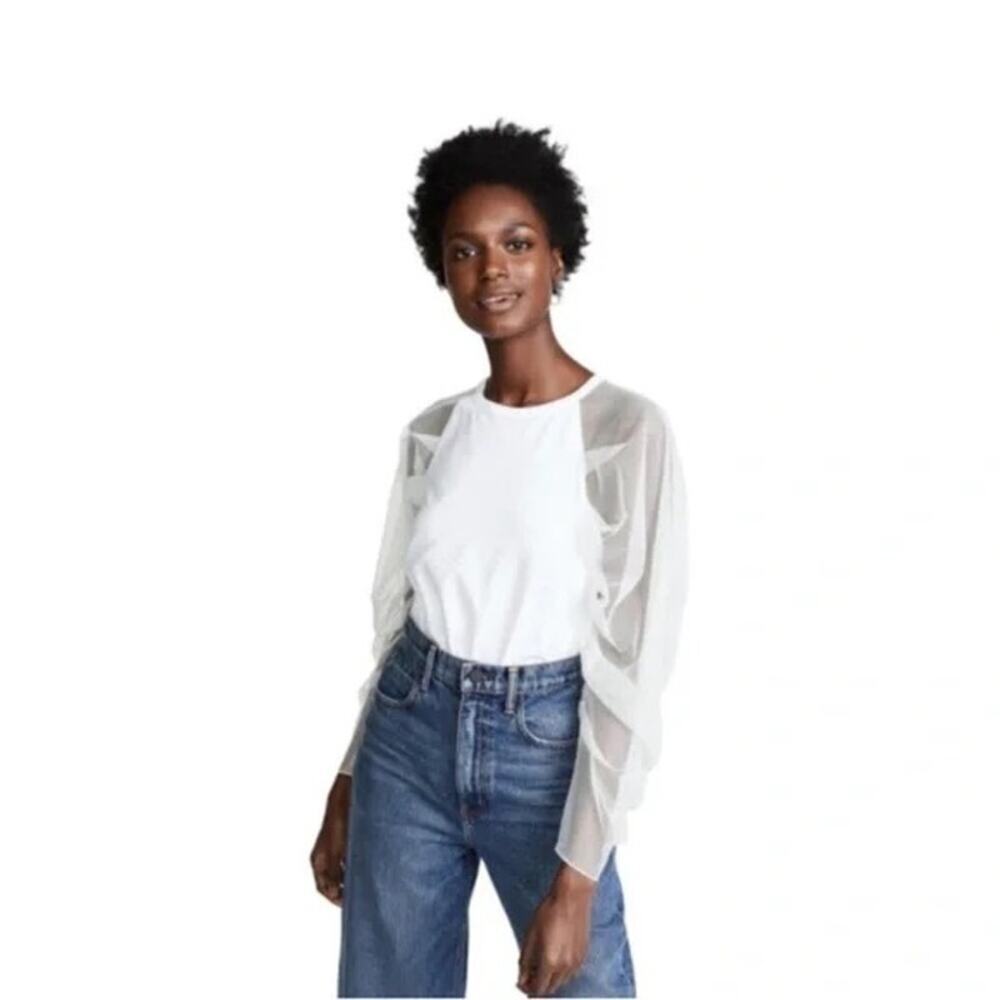 See By Chloe Tulle Sleeve Top Women's White Size Large